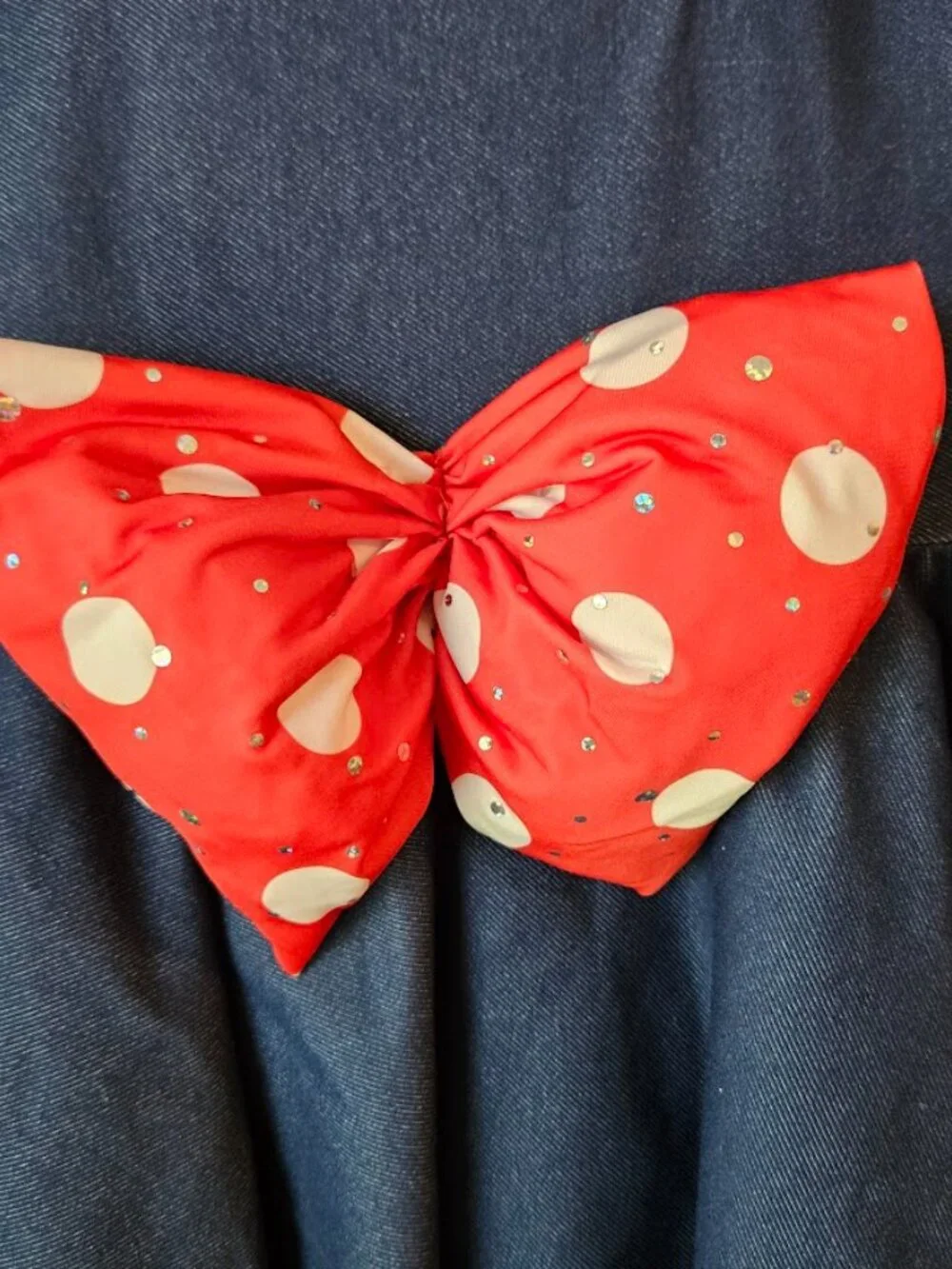 Choo Choo Boogie Dance Costume Dress Red Polka Dot Blue Girls Size 11-12
